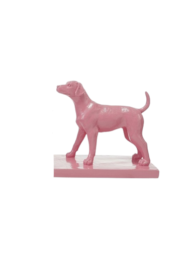 Pink Standing Dog Resin Bookend