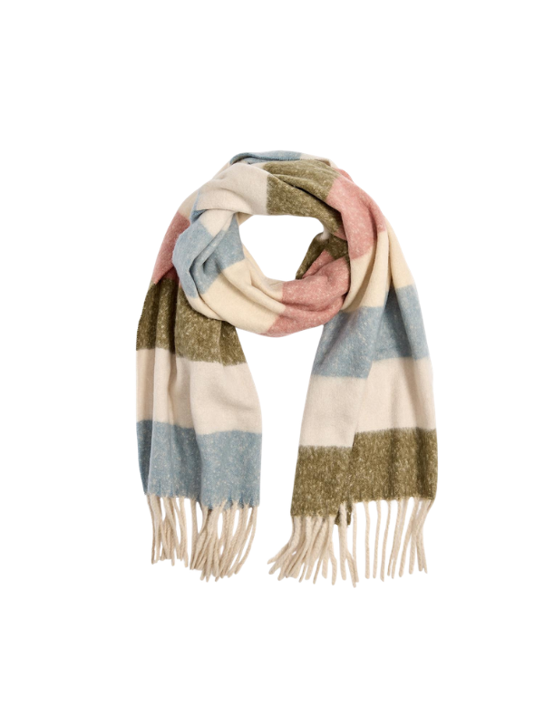 horizontal Pink and Green Soft Horizon Super Soft Scarf with Fringe Edges