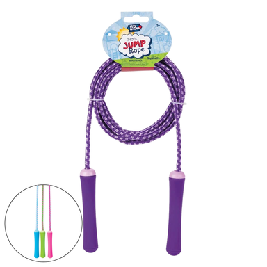 Purple jump rope with colorful handles 