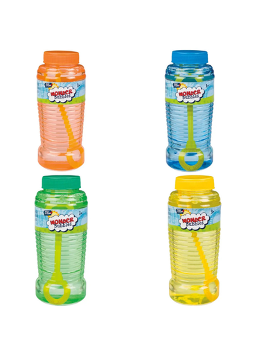 Four colorful bubble bottles