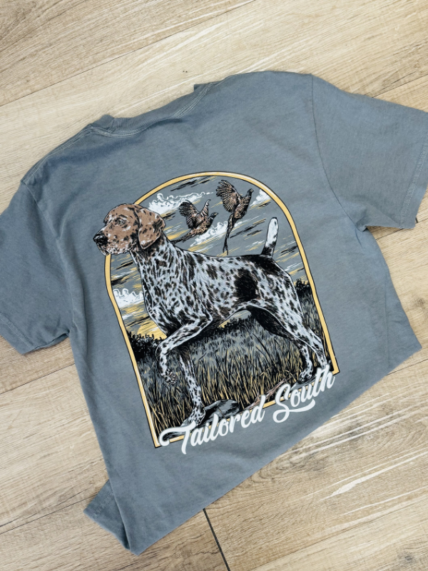 dog and quail grey tee