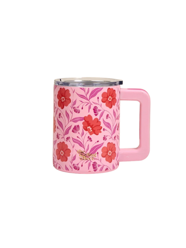 pink flower coffee mug