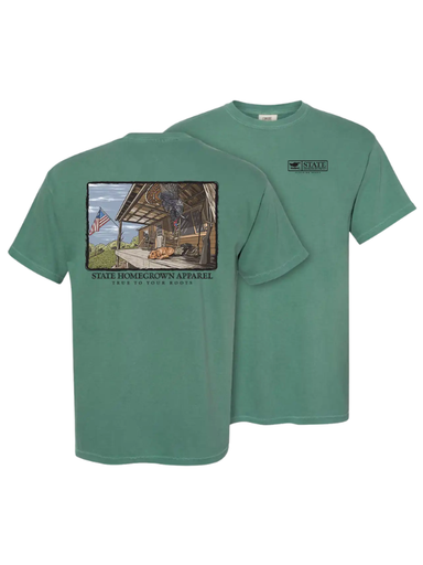 Porch Turkey Tee by State Homegrown dog lab outdoors hunting tshirt america green