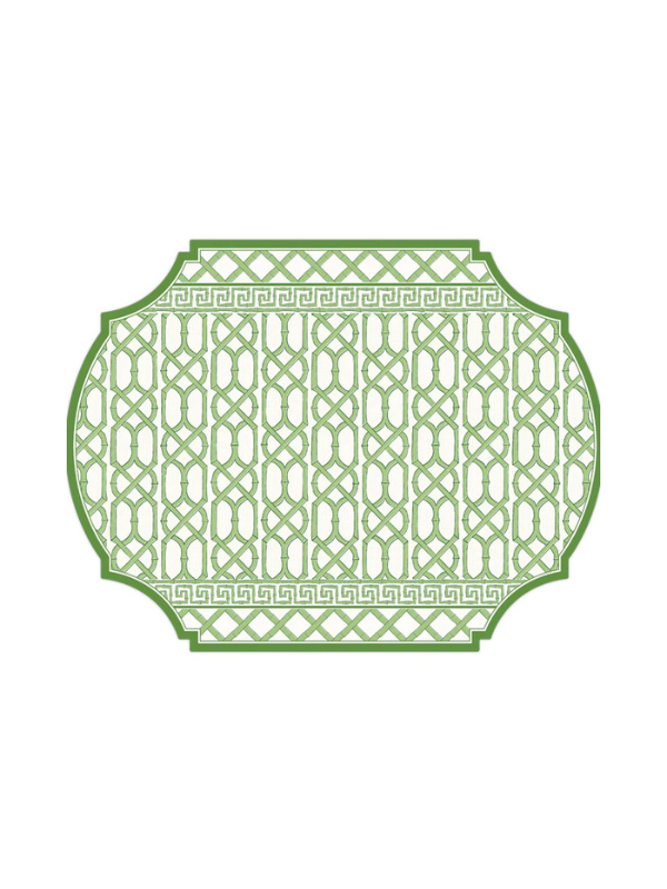 Disposable Posh Die-Cut Placemat- Green Cane Trellis
