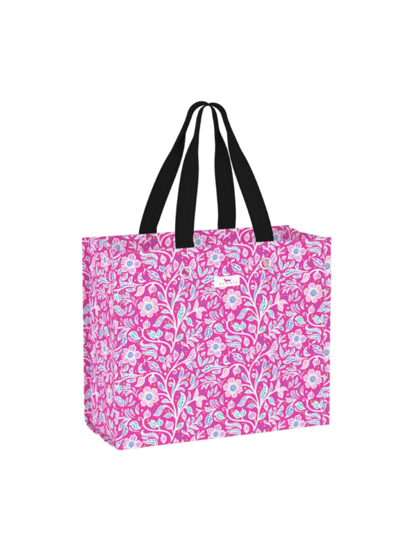 hot pink floral large reusable gift bag