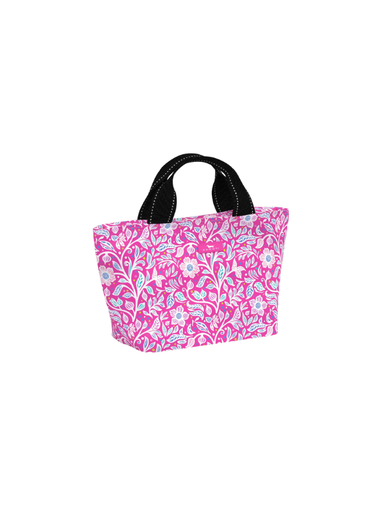 bright pink floral lunch bag