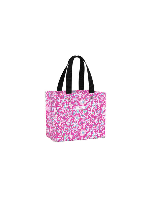 hot pink floral printed reusable gift bag