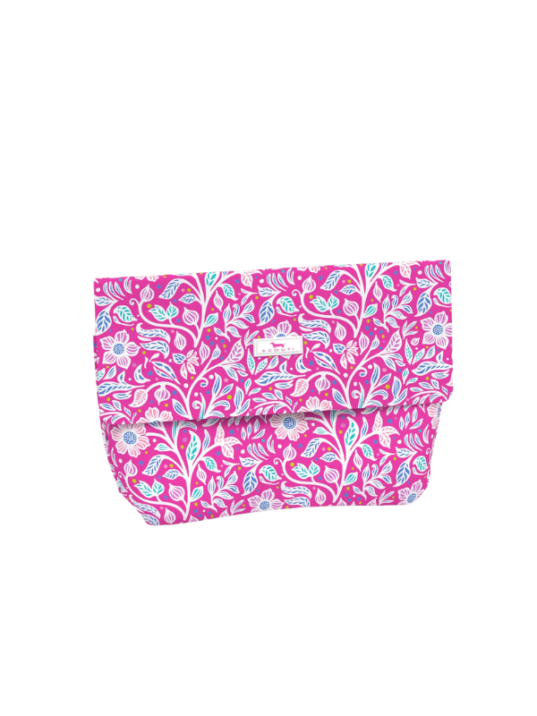 hot pink floral print pouch tote