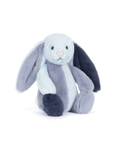 Plush toy rabbit with color block blue color