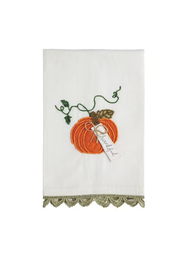 Pumpkin Beaded Embroidered Towel 