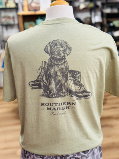Pup & Boots-SEAWASH Branding Tee in Brigade Olive by Southern Marsh co