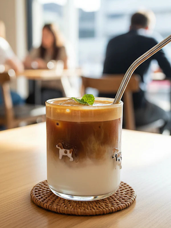 lowball glass with puppies on it 