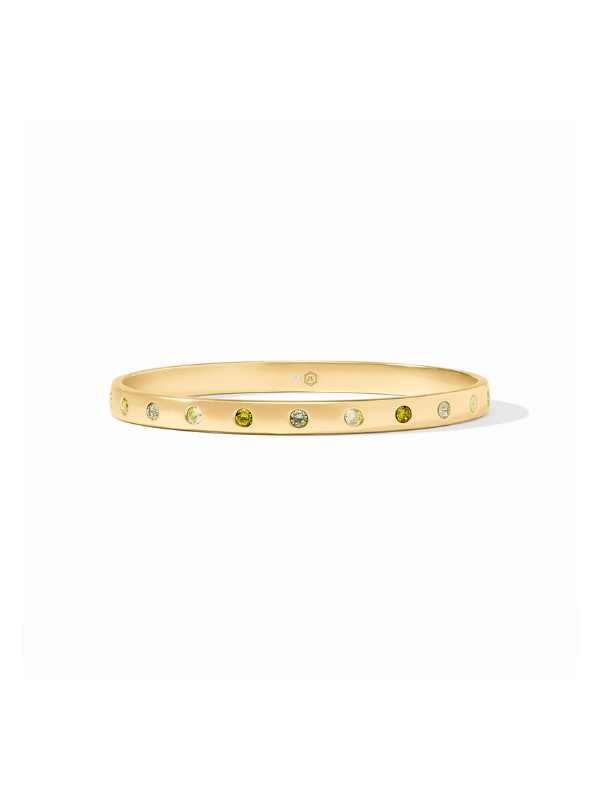 gold bangle with green stones