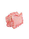 red and white gingham travel bag