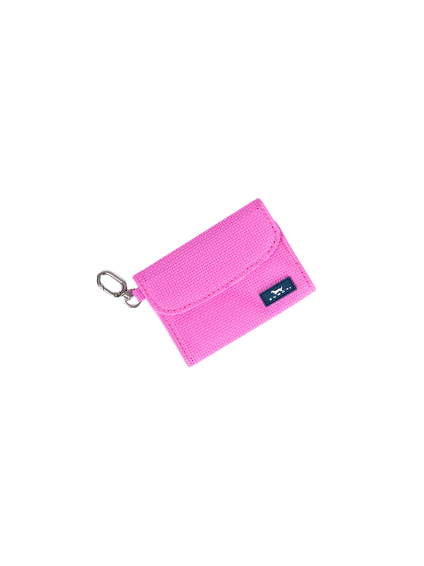 hot pink woven clip on card holder 