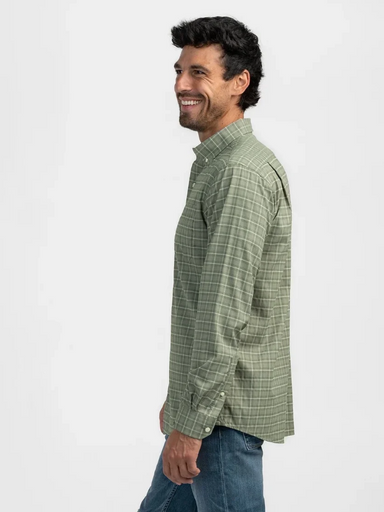 sage green plaid long sleeve button down shirt 