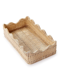Woven rattan tray on a white background