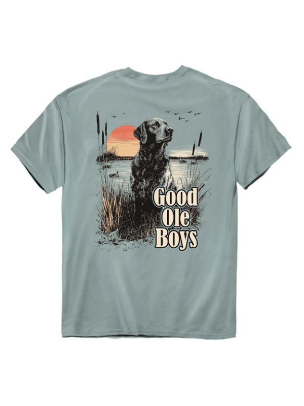 Light blue t-shirt with a graphic of a dog and 'Good Ole Boys' text on a white background