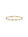 Two-tone gold and silver bracelet on a white background