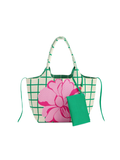 large green and pink tote