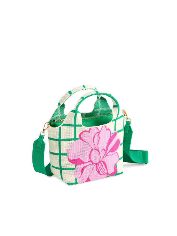 green and pink purse