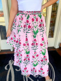 Pink layered floral skirt 