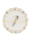 Decorative oyster round serving platter with tong set chic
