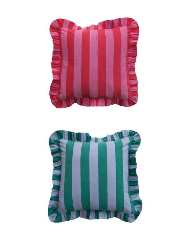 Ruffle Striped Pillow