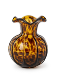 Tortoiseshell patterned glass vase on a white background