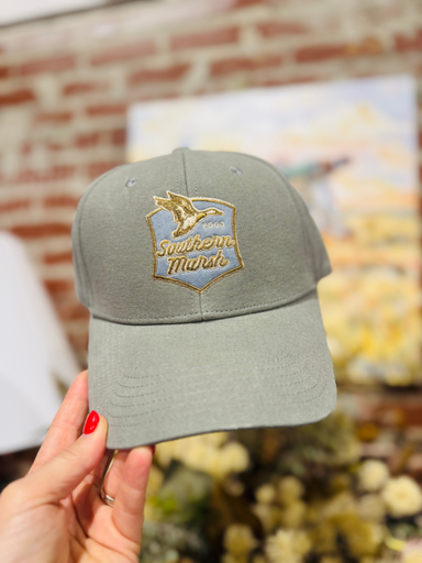 soft olive canvas hat with mallard patch 