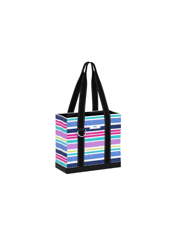 small striped tote with key holder 