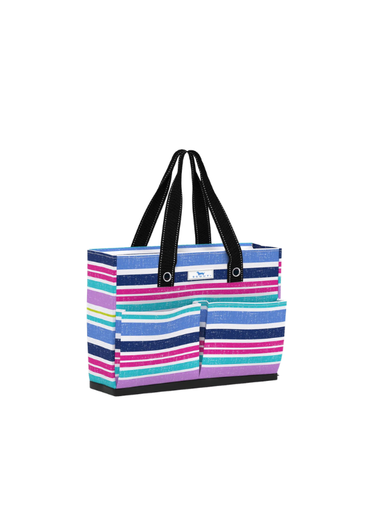 striped pocket tote