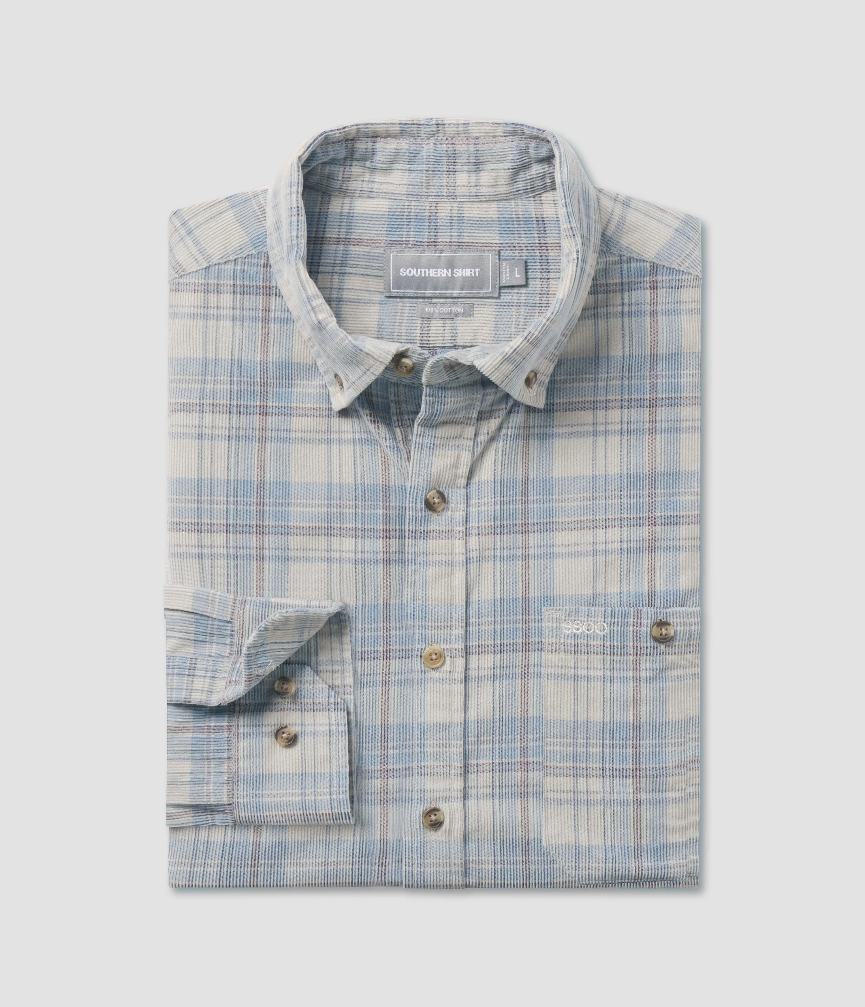 Braxton Lightweight Cord Flannel in Skyline