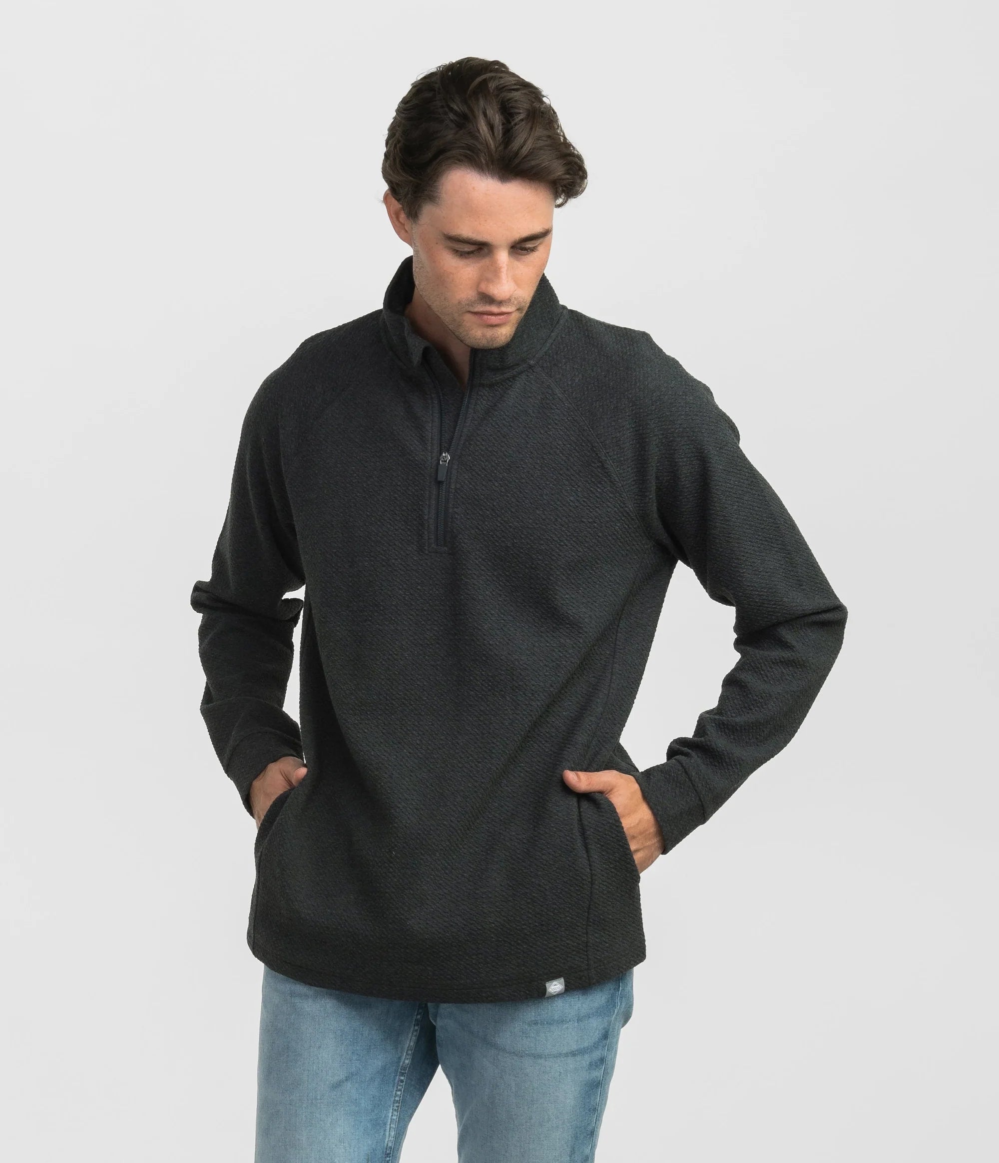 Dallas Performance Qtr Zip in Charcoal