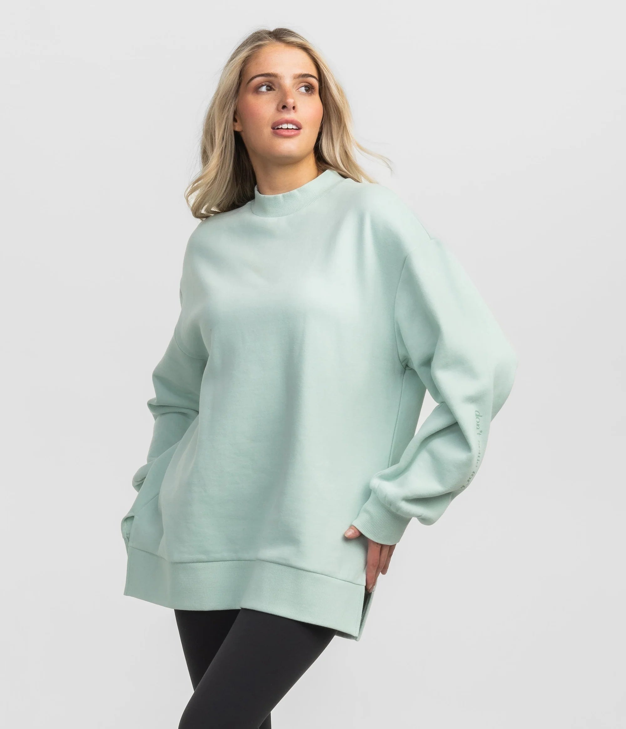 Happy Thoughts Puff Print Sweatshirt in Cool Mint