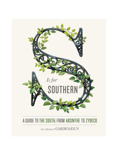 Book cover with decorative letter 'S' and greenery, featuring text about Southern guide.