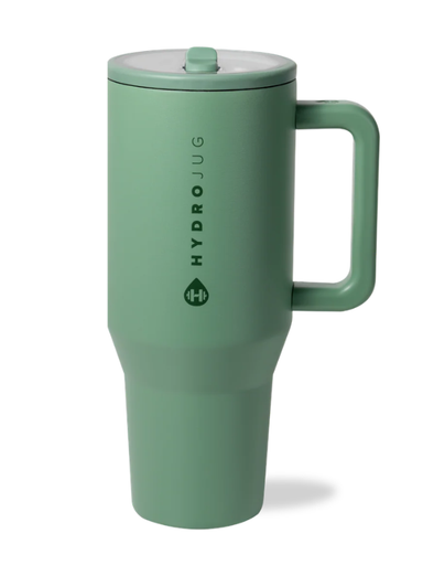 Green HydroJug mug on a white background