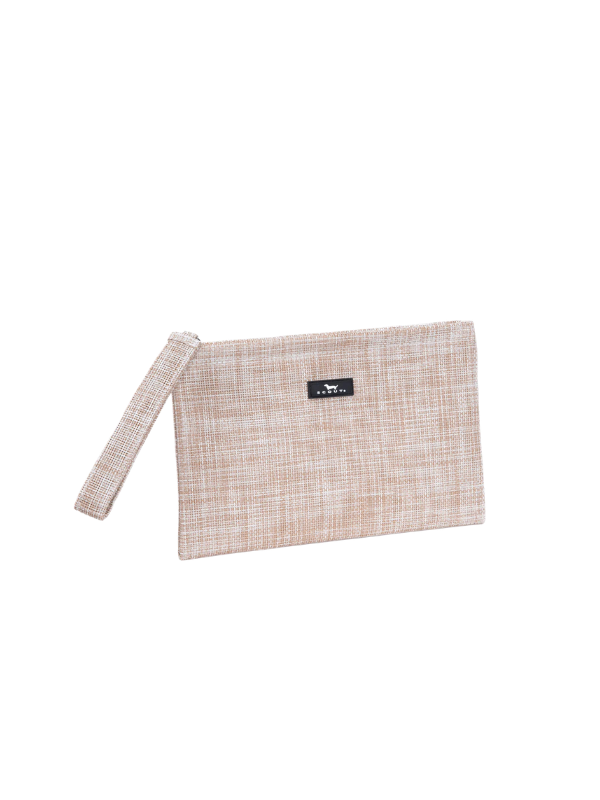 sand woven zip wristlet 