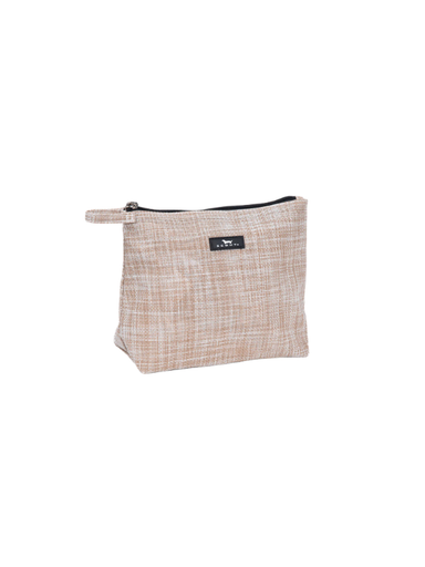tan woven zip pouch