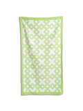 Green and white quick drying microfiber beach towel