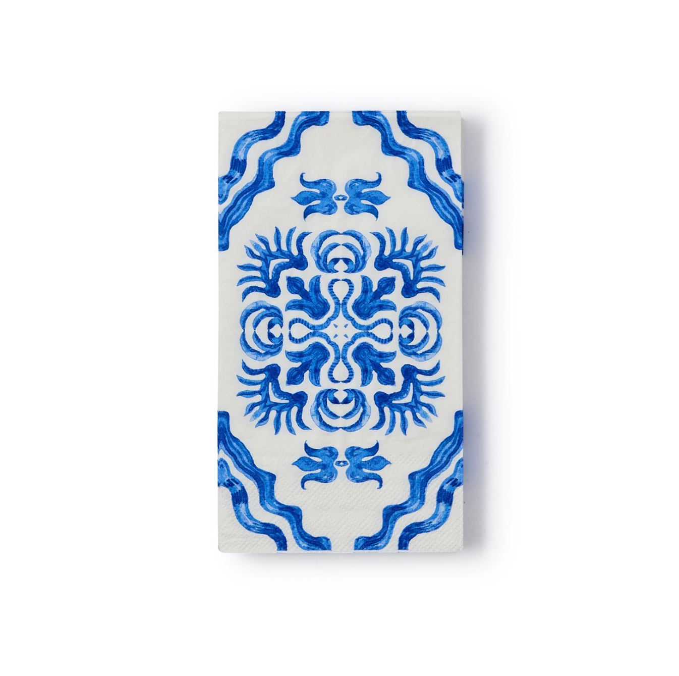 Blue Block Print Paper Guest Napkins