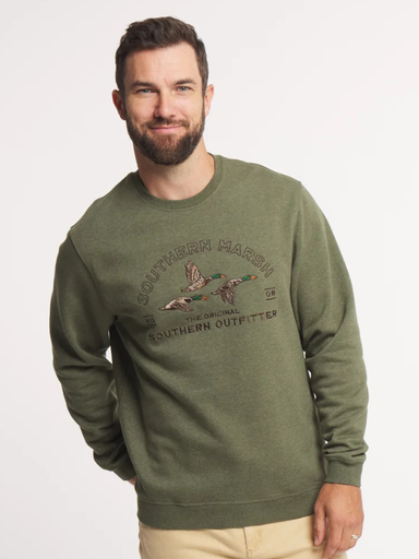 Duck Searcy Heather Sweatshirt in Moss Green By Southern Marsh