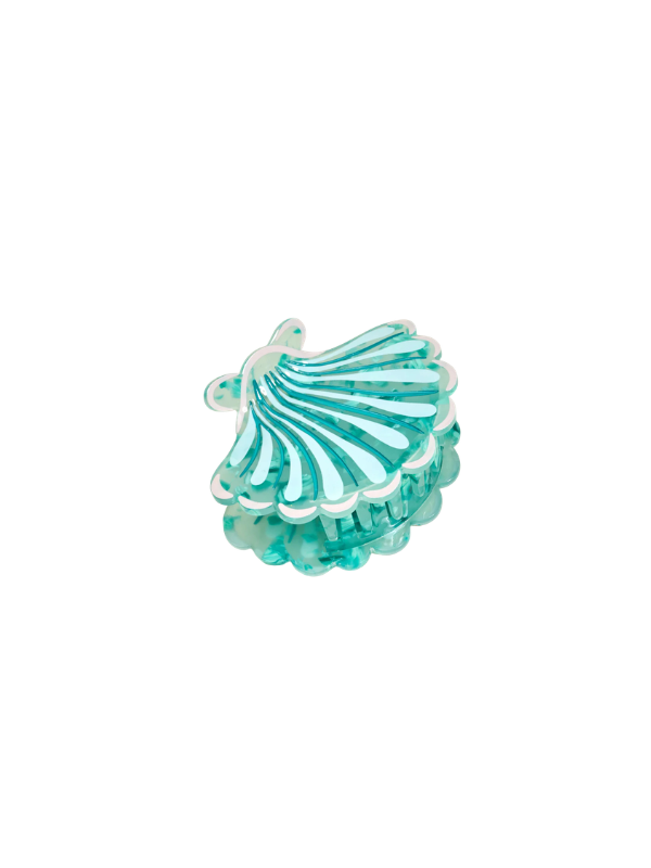 teal seashell hair clip