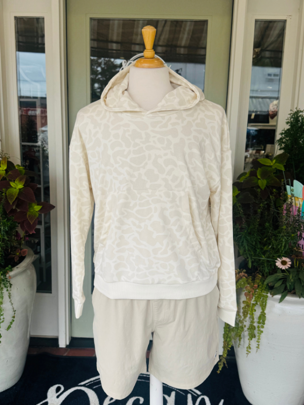 white and gray retro camo hoodie