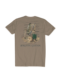 brown tee with hunting gear