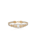 Gold and silver bracelet with pearls on a white background