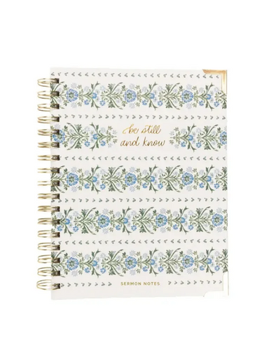 blue lined floral printed sermon notes journal 