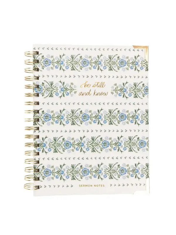 blue lined floral printed sermon notes journal 