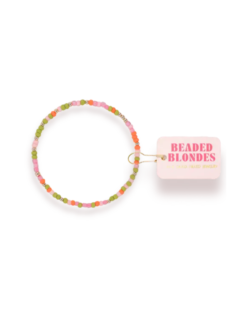 orange and green beaded bracelet