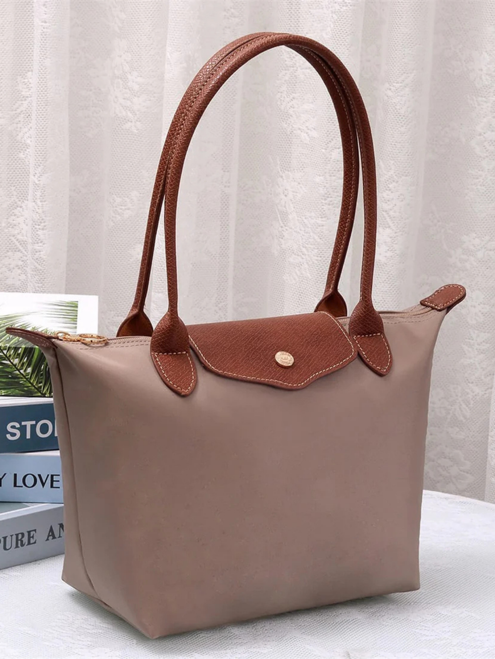 Taupe Shiloh 13 inch Nylon Tote Bag 